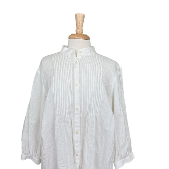 Ralph Lauren Bone White Casual Button Down Linen 3/4 Sleeves Shirt 2X - Picture 2 of 6